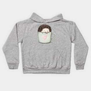 Hedgehog in a Mug Kids Hoodie